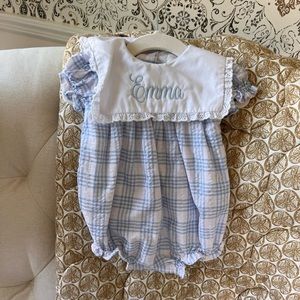 “Emma” monogrammed bubble romper
